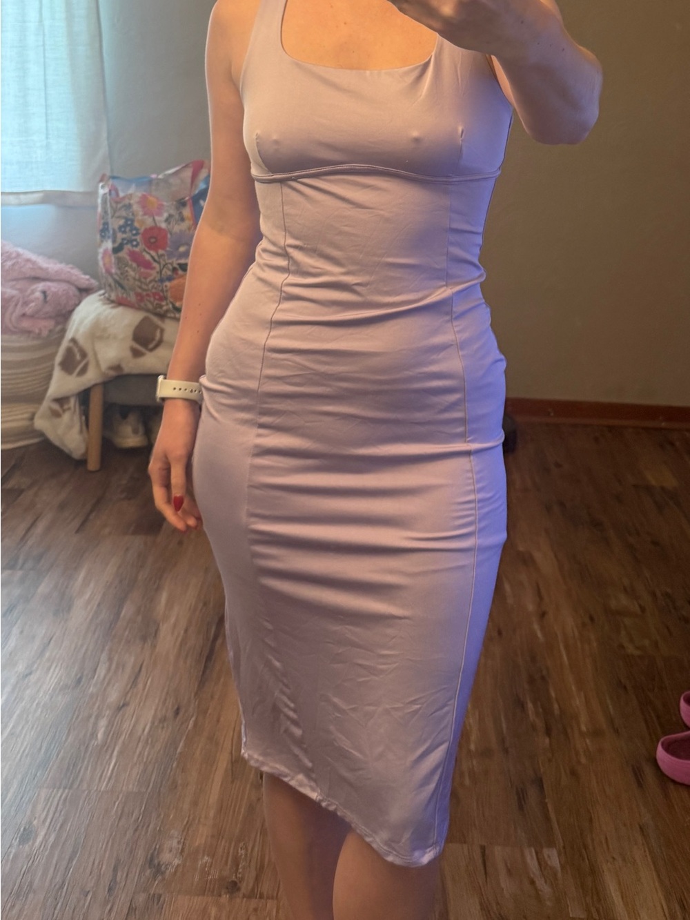gaze Lilac Square-Neck Bodycon Midi Dress